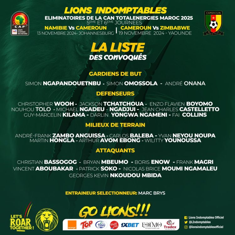 Liste Cameroun