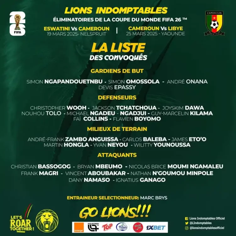 Liste Cameroun